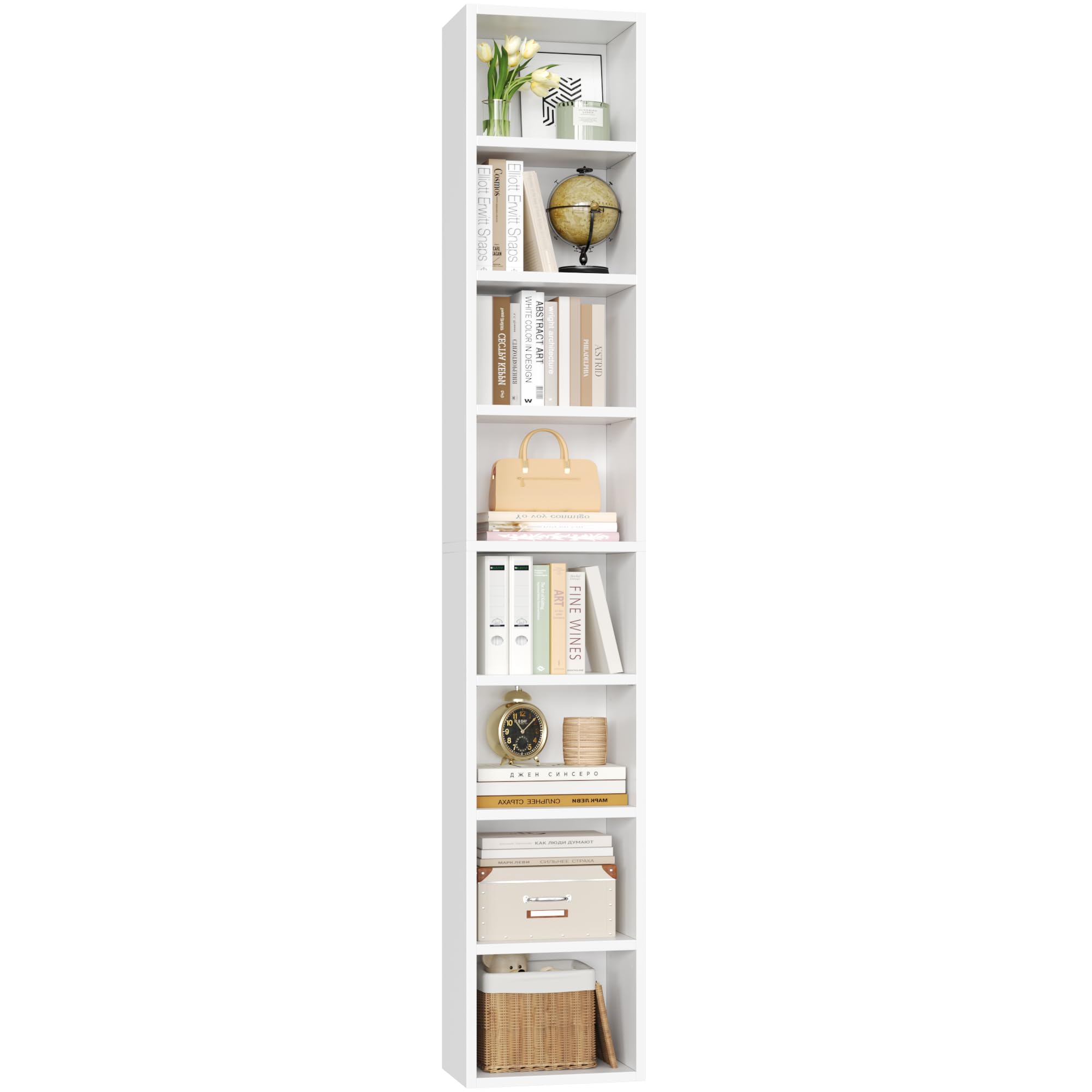 FOTOSOK white 8-tier media tower for neat DVD and CD storage.