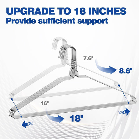 Fotoumgl 18-inch wire hanger side view highlights wide shoulders compatibility.