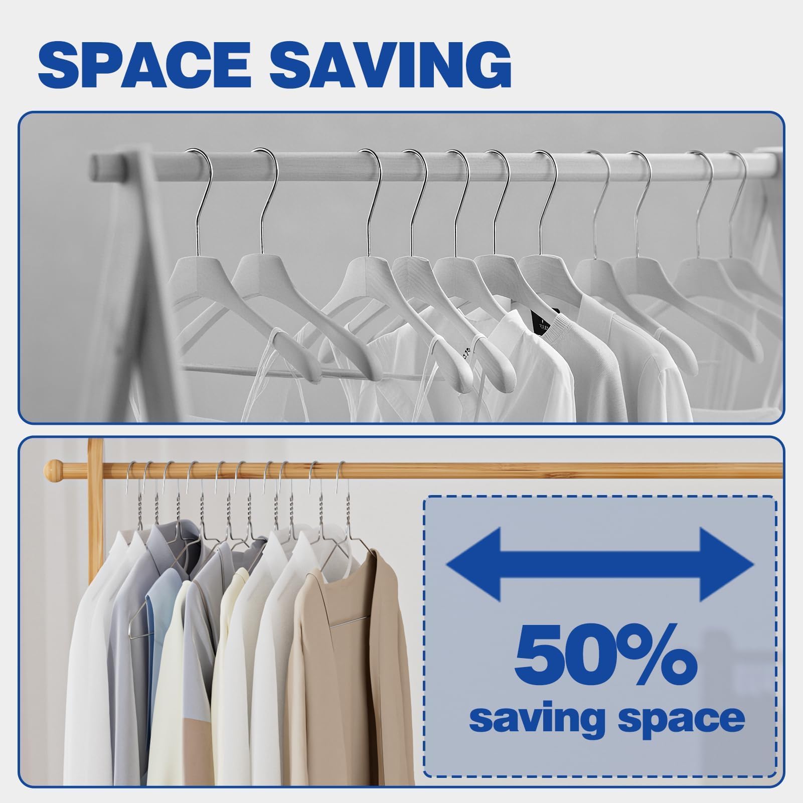 Fotoumgl bulk 100-pack packaging shows economical, space-saving closet solution.