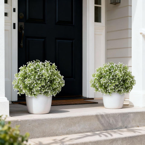 FOTEEWL boxwood topiary trees 17-inch tall and wide; versatile porch decor.
