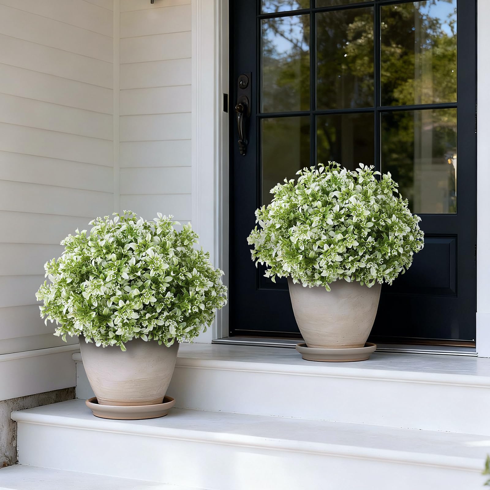 FOTEEWL faux aglaia odorata topiary in pot; outdoor-ready greenery.