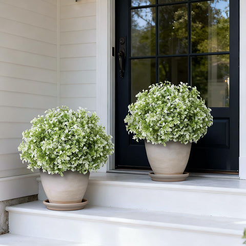 FOTEEWL faux aglaia odorata topiary in pot; outdoor-ready greenery.
