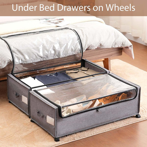 FOUCSSOMEI sturdy iron frame with smooth wheels supports heavy clothes and bedding.