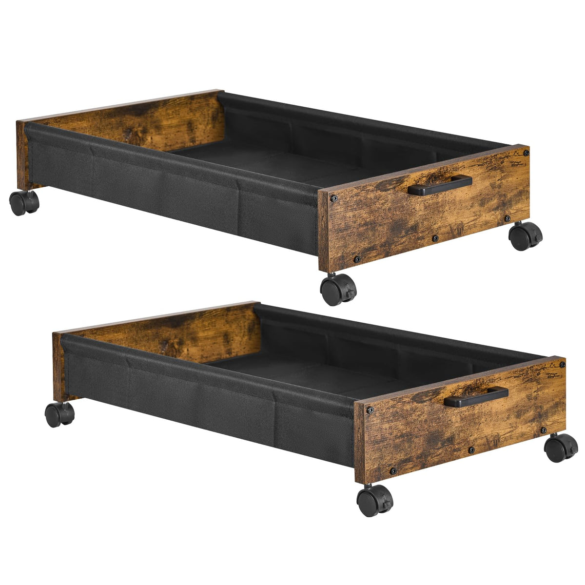 FOUCSSOMEI under bed storage with wheels and wooden frame keeps blankets organized and accessible.