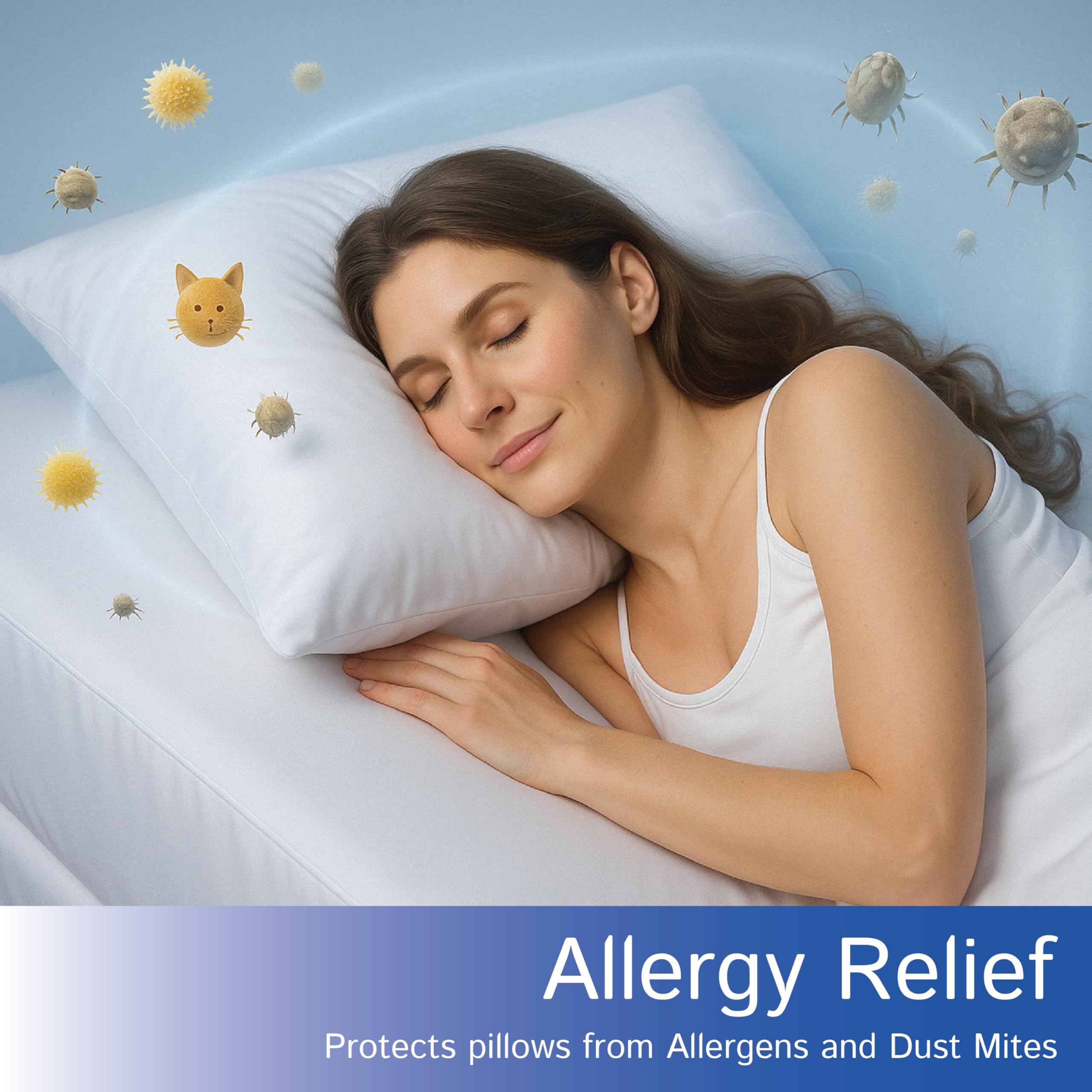 Four Seasons Essentials allergen-relief cover shields against dust and pet hair.