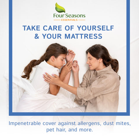 Four Seasons Essentials dust and pet hair barrier for a cleaner mattress.