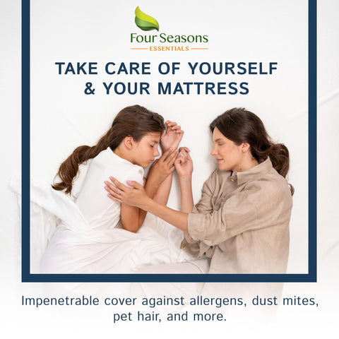 Four Seasons Essentials queen mattress cover ready for everyday use and easy care.