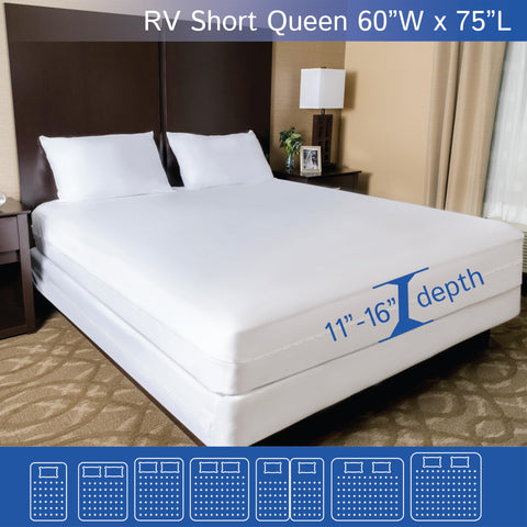 Four Seasons Essentials RV short queen protector waterproof lining keeps liquids out of the mattress
