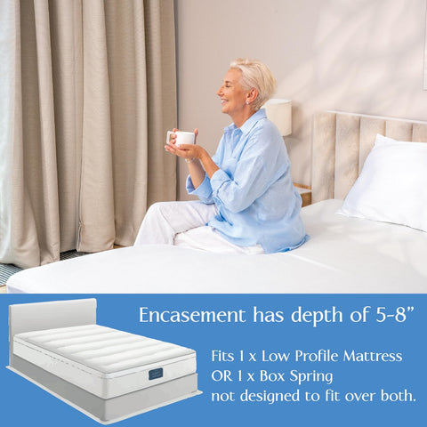 Four Seasons Essentials full coverage encasement shields mattress from accidents.
