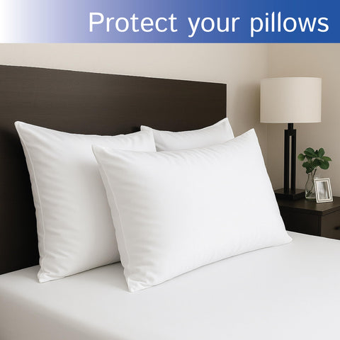Four Seasons Essentials waterproof inner lining keeps pillows dry during spills or accidents.