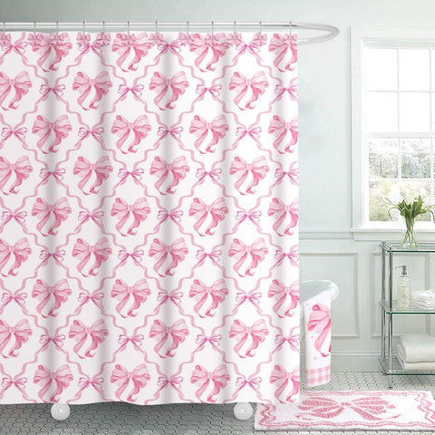 Fourluoo pink bow floor mat close-up with plush microfiber and non-slip backing