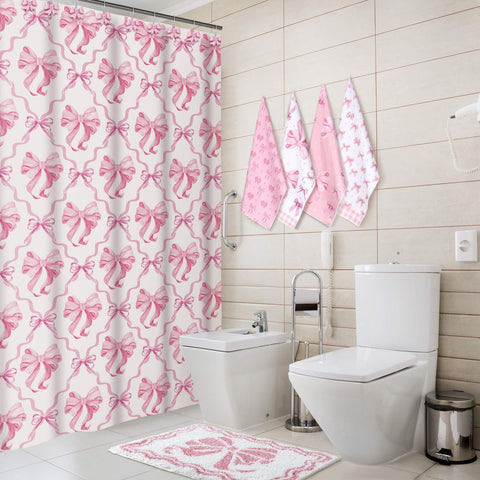 Fourluoo pink bow rug close-up highlighting non-slip backing for safety
