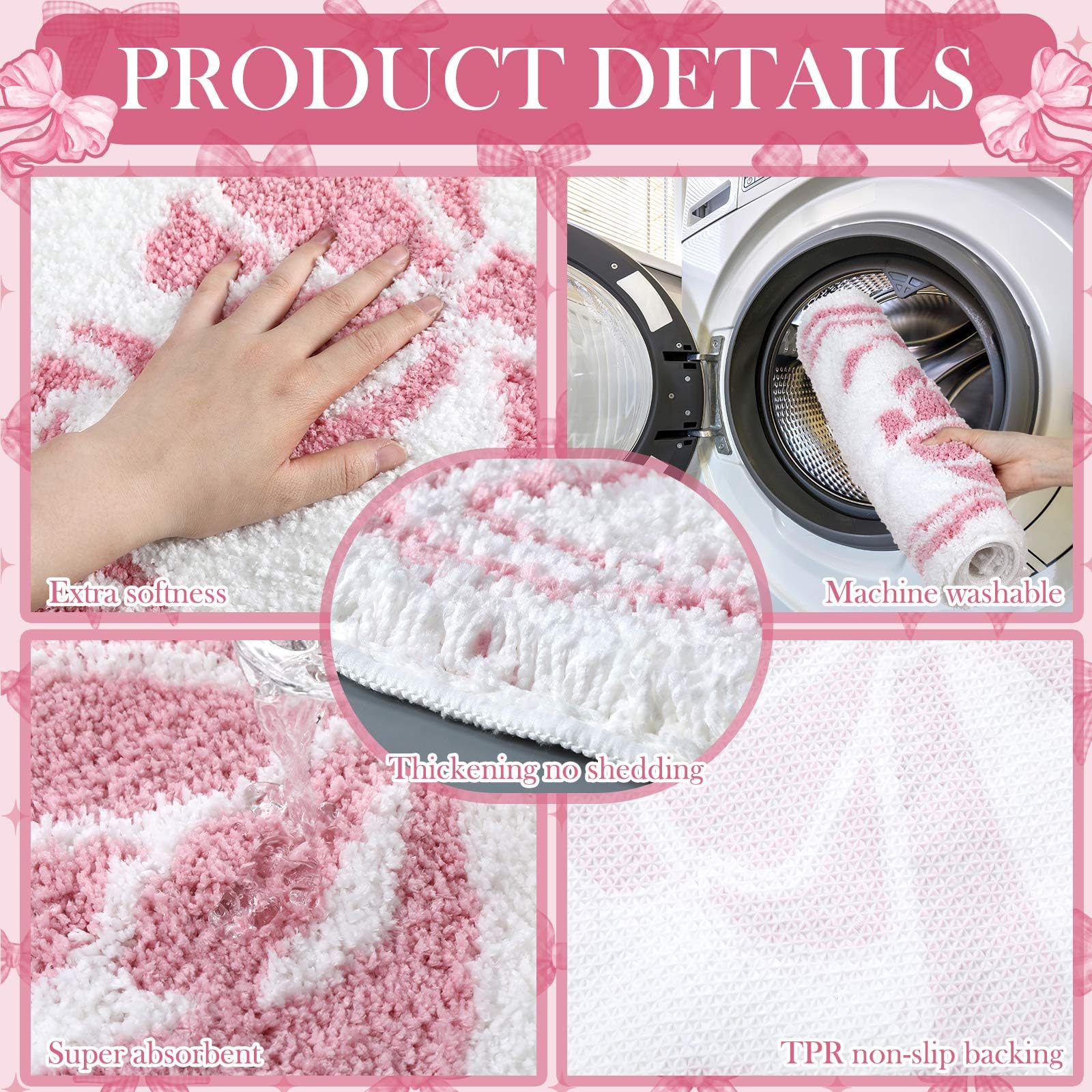 Fourluoo pink bow towels set demonstrating absorbent microfiber and quick drying