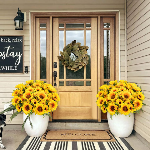 FOUSUKA UV-resistant silk sunflowers ensure long-lasting outdoor blooms