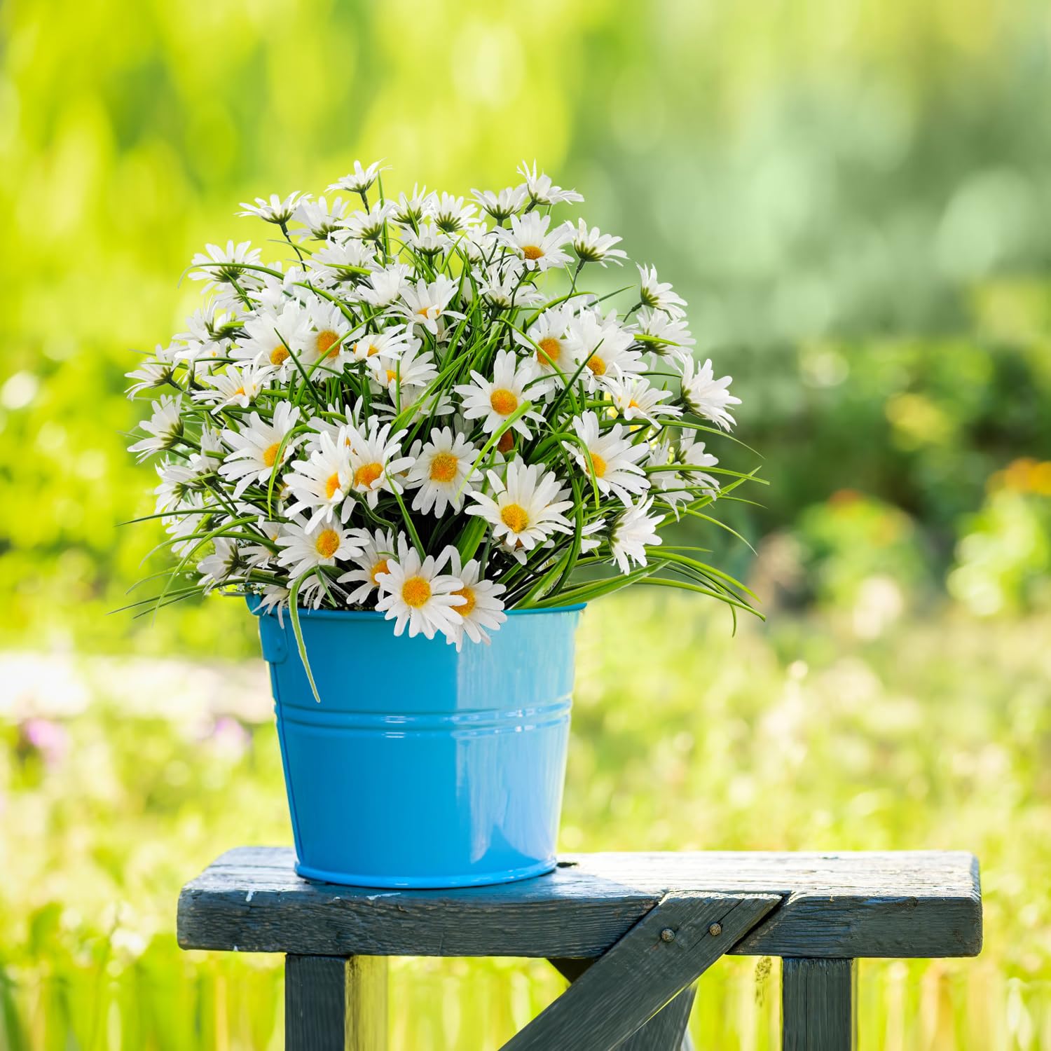 FOUSUKA daisy bundles on patios offer seasonal charm with ease.