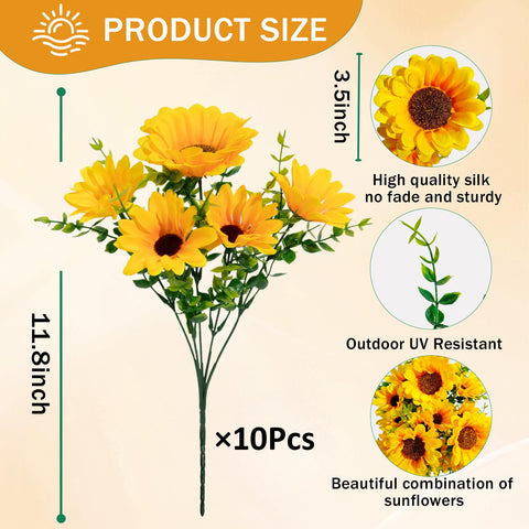 FOUSUKA large 3.5-inch sunflower head creates a bold focal point