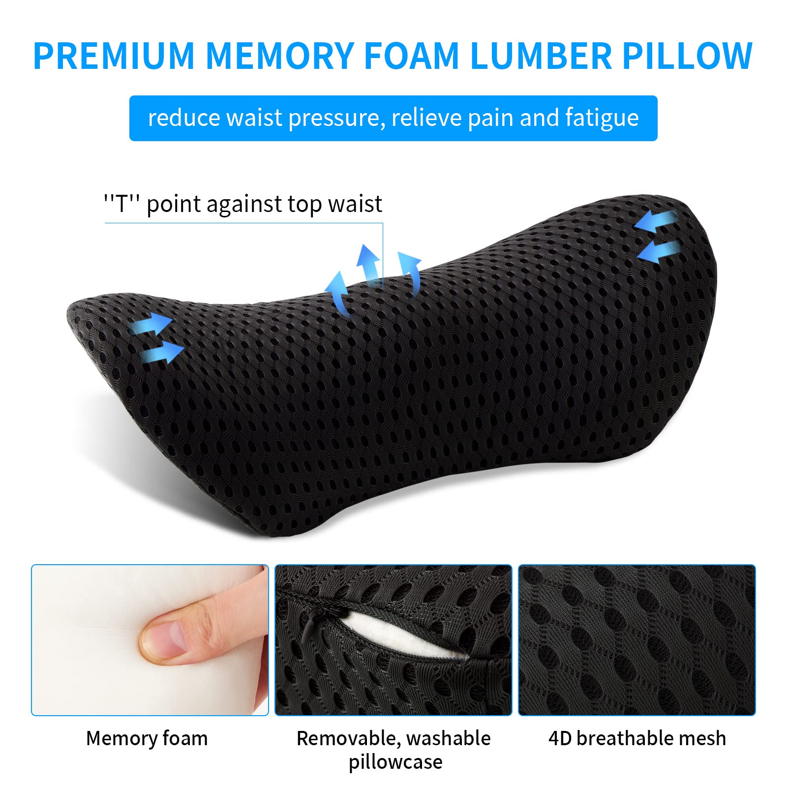 FOUSUPDT Lumbar Pillow fits car seats for improved posture on long drives