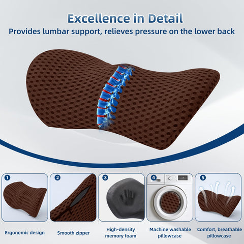 FOUSUPDT Lumbar Pillow with memory foam core adapts to your back