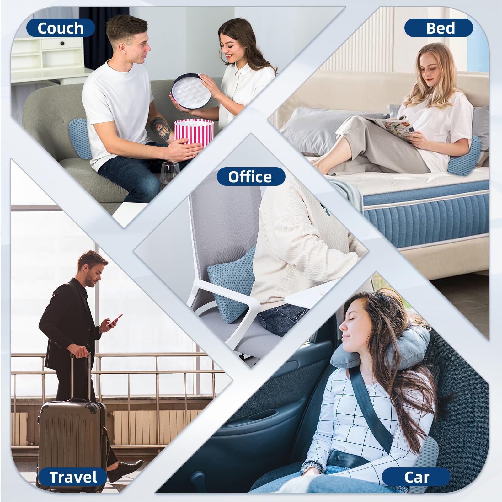 FOUSUPDT Lumbar Pillow comes with a portable bag for travel and on-the-go support.