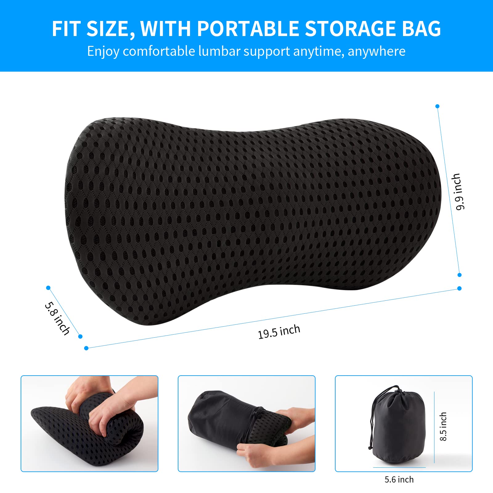 FOUSUPDT Lumbar Pillow includes portable storage bag for travel