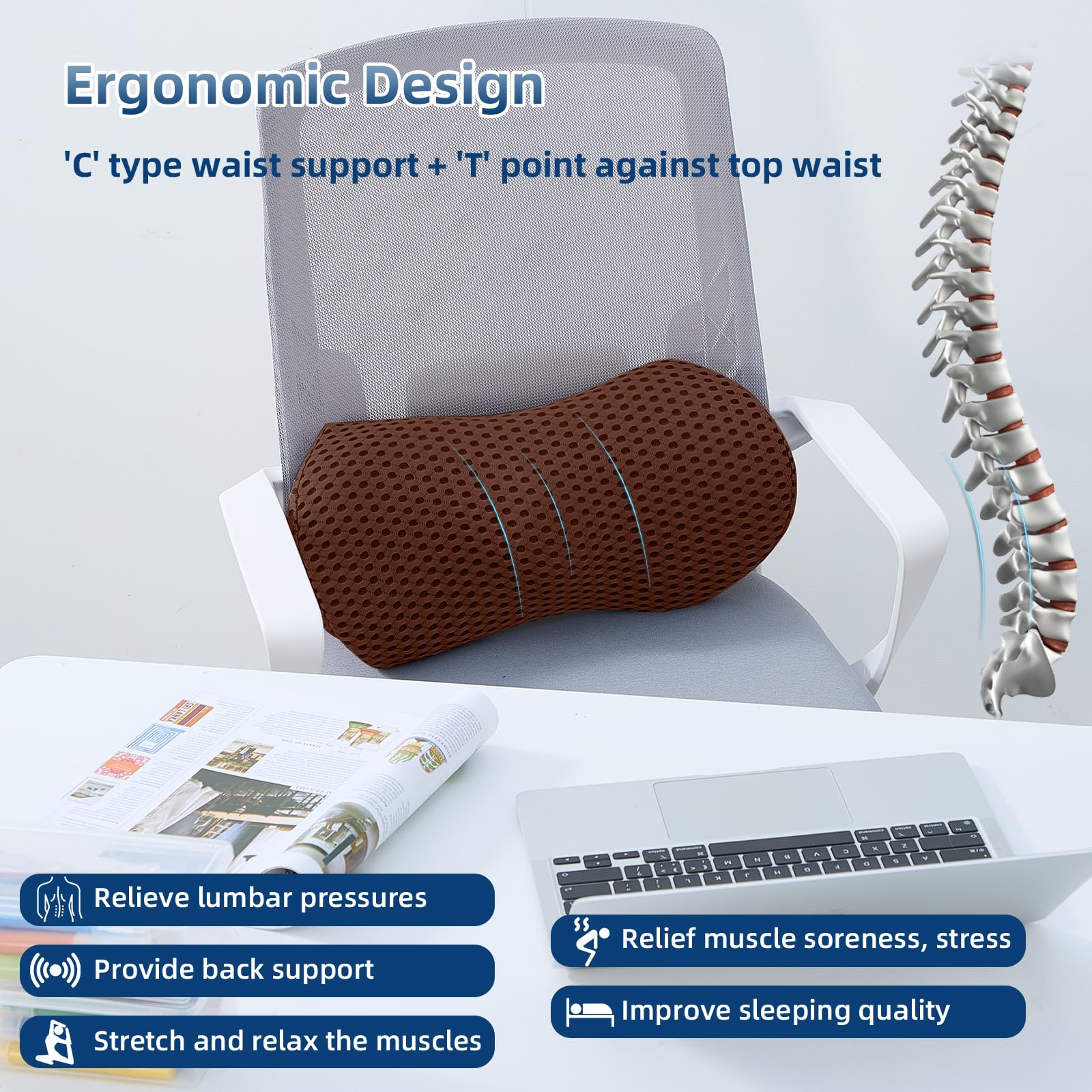 FOUSUPDT Lumbar Pillow removable cover is machine washable for care