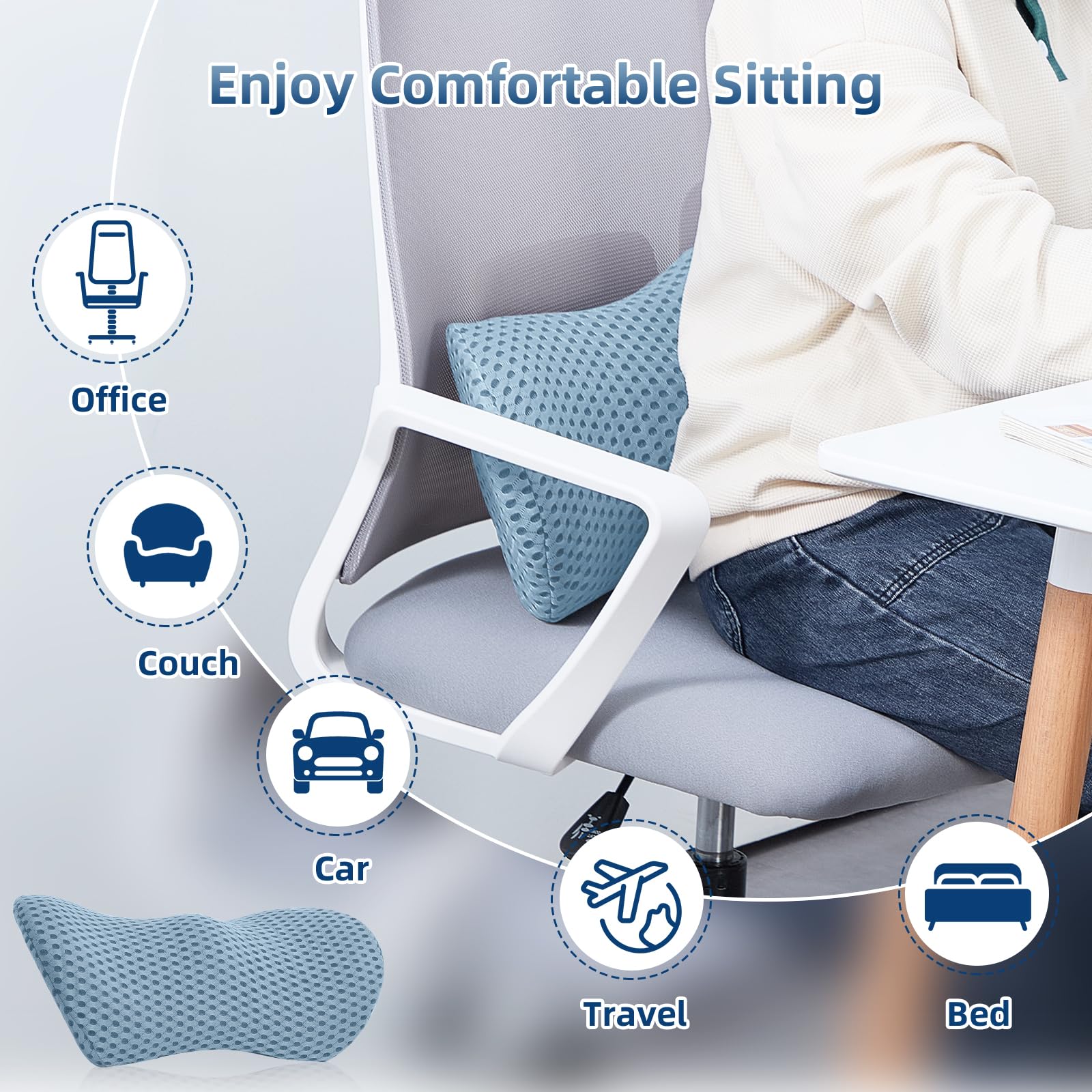 FOUSUPDT Lumbar Pillow with removable cover for easy cleaning.