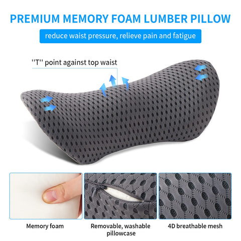 FOUSUPDT Lumbar Pillow with memory foam core delivers long-lasting support