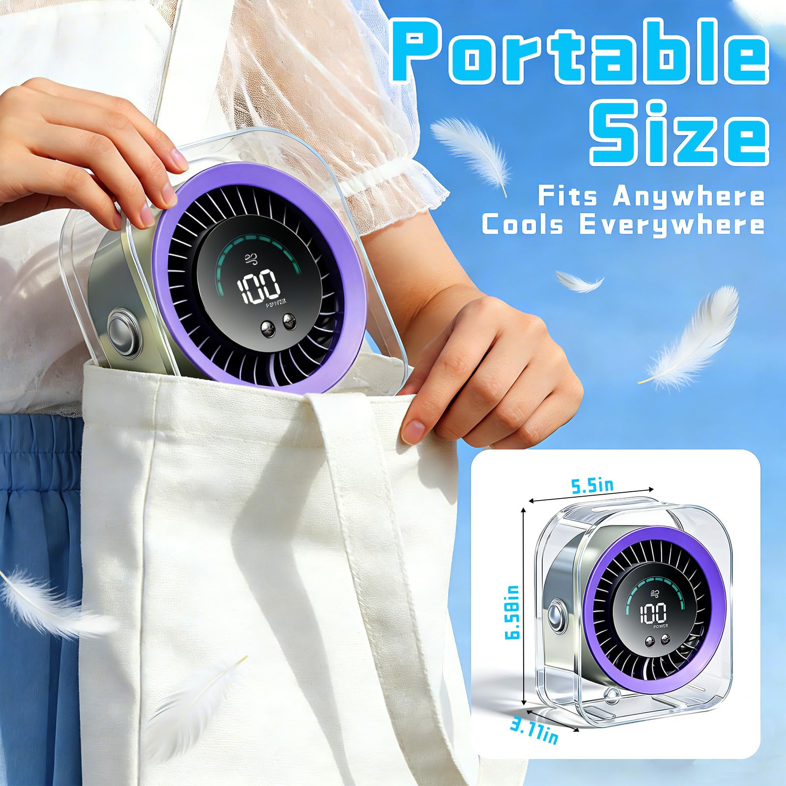 FOWSEEK travel friendly desk fan convenient for dorms and trips