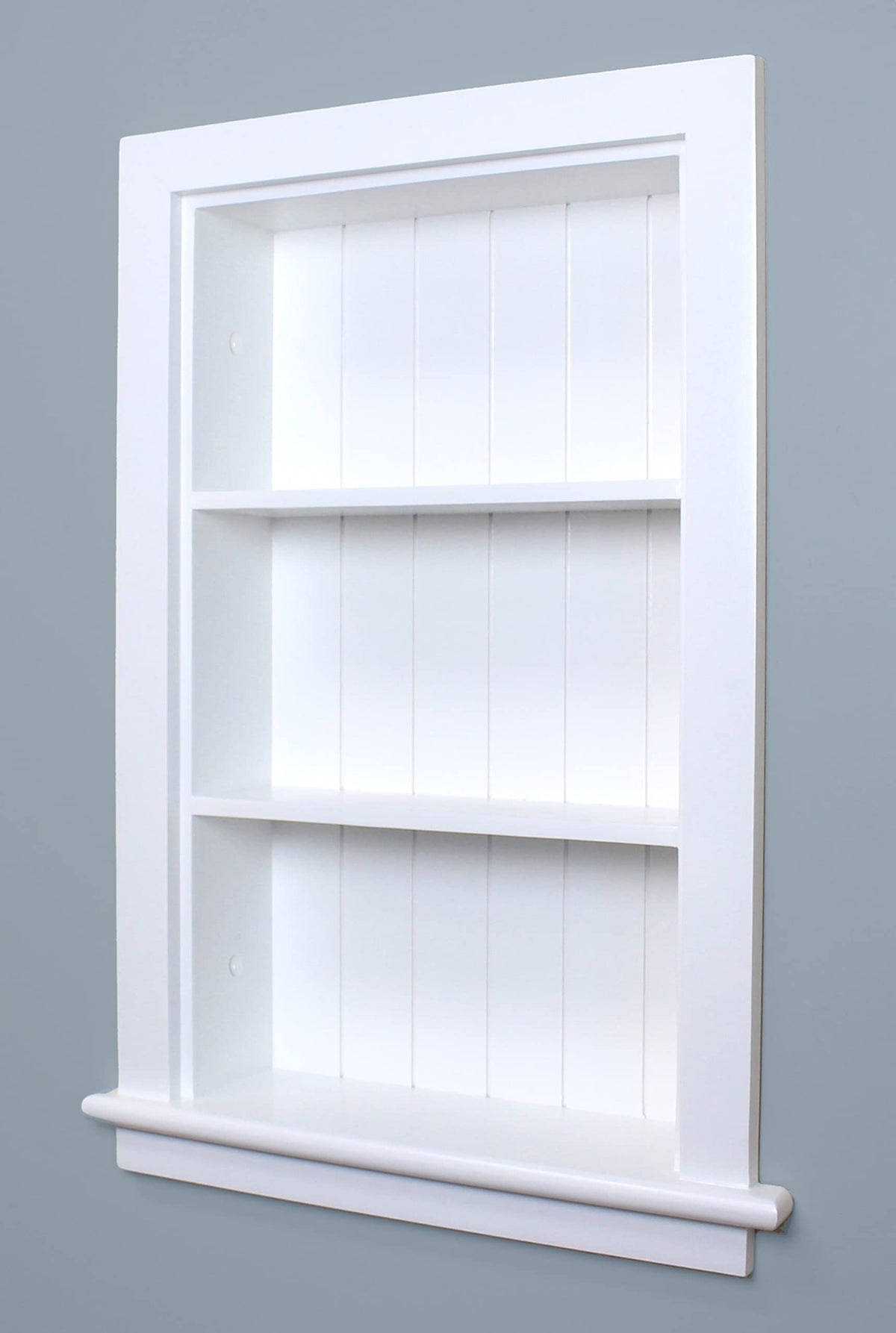 Fox Hollow Furnishings Aiden 14x24 recessed niche in white offers space-saving storage