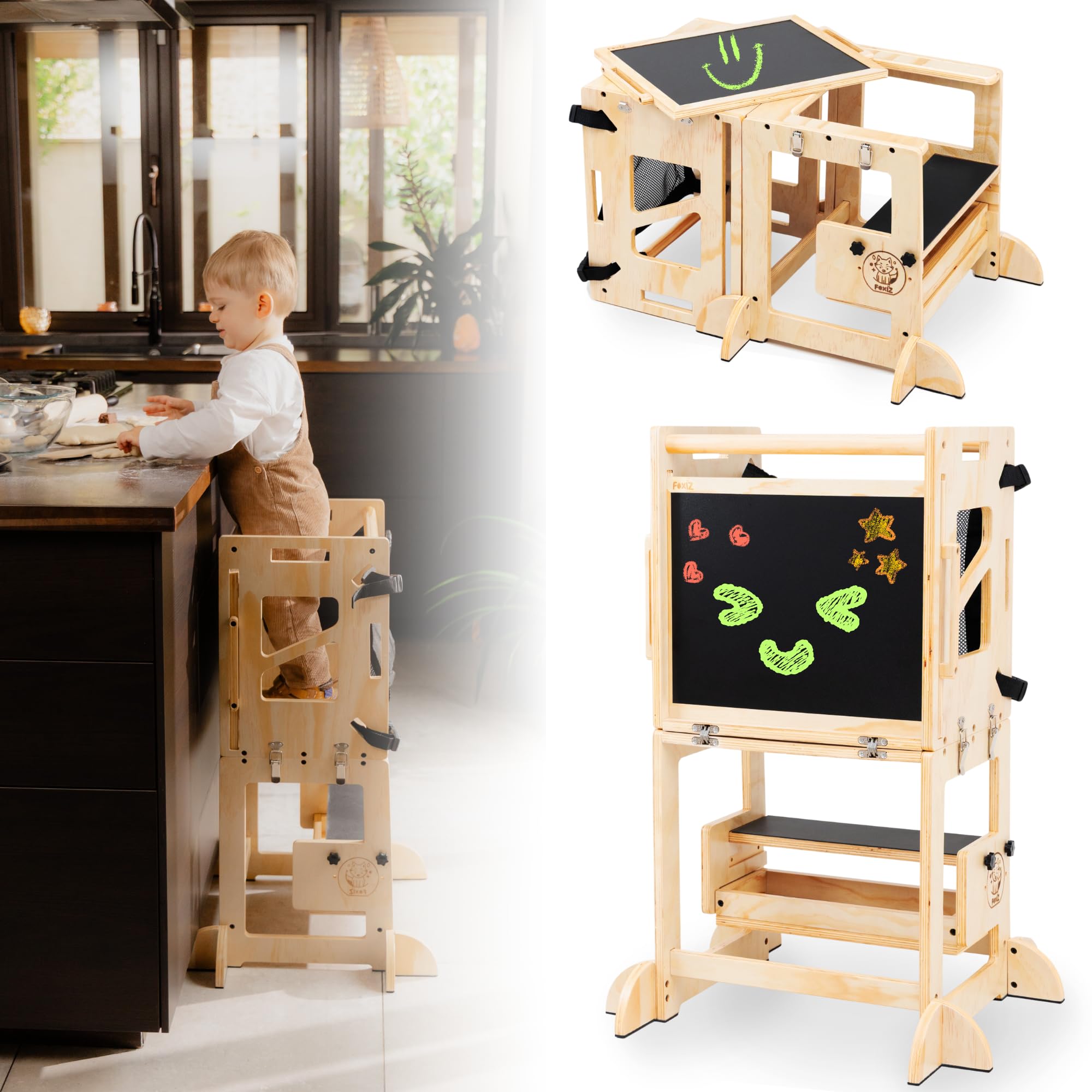 FOXIZ 4-in-1 foldable tower folded for compact storage