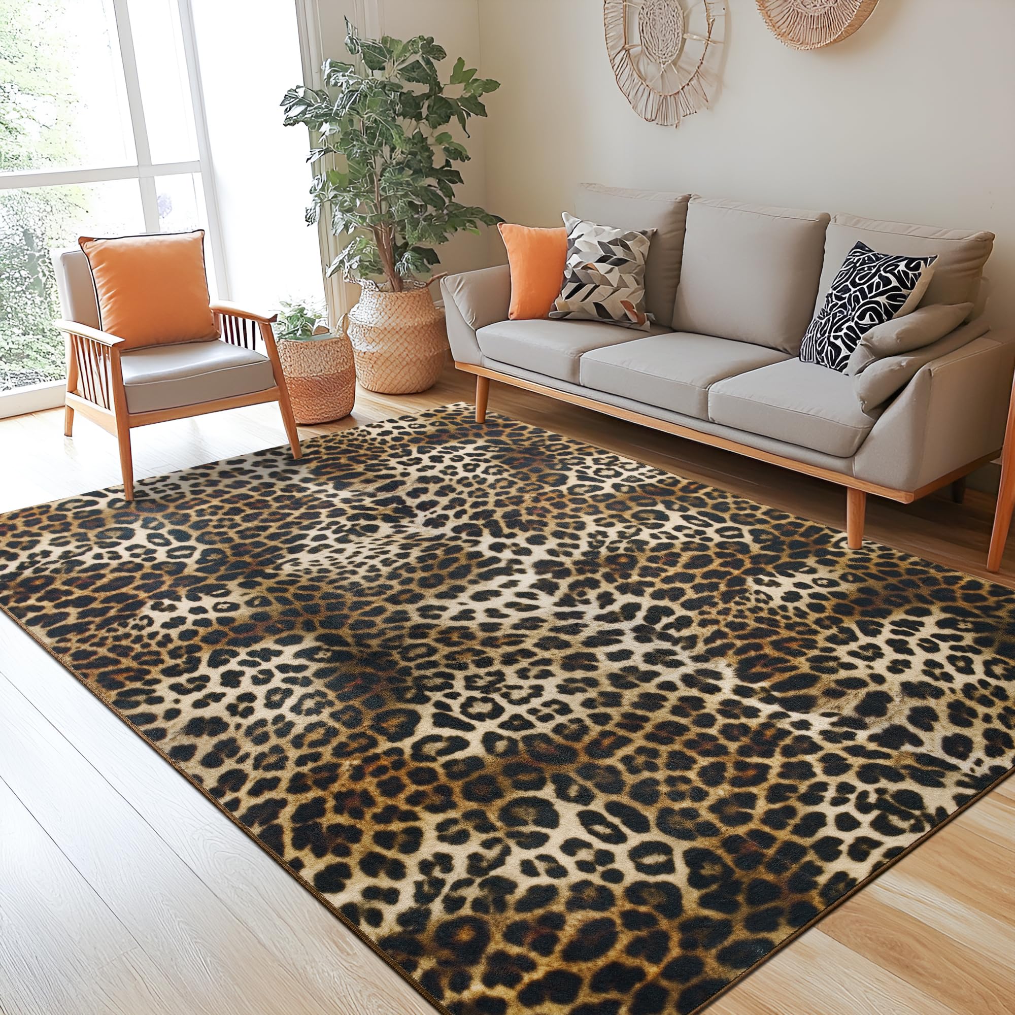 Foxmas Leopard Area Rug cheetah print adds bold style to any room.