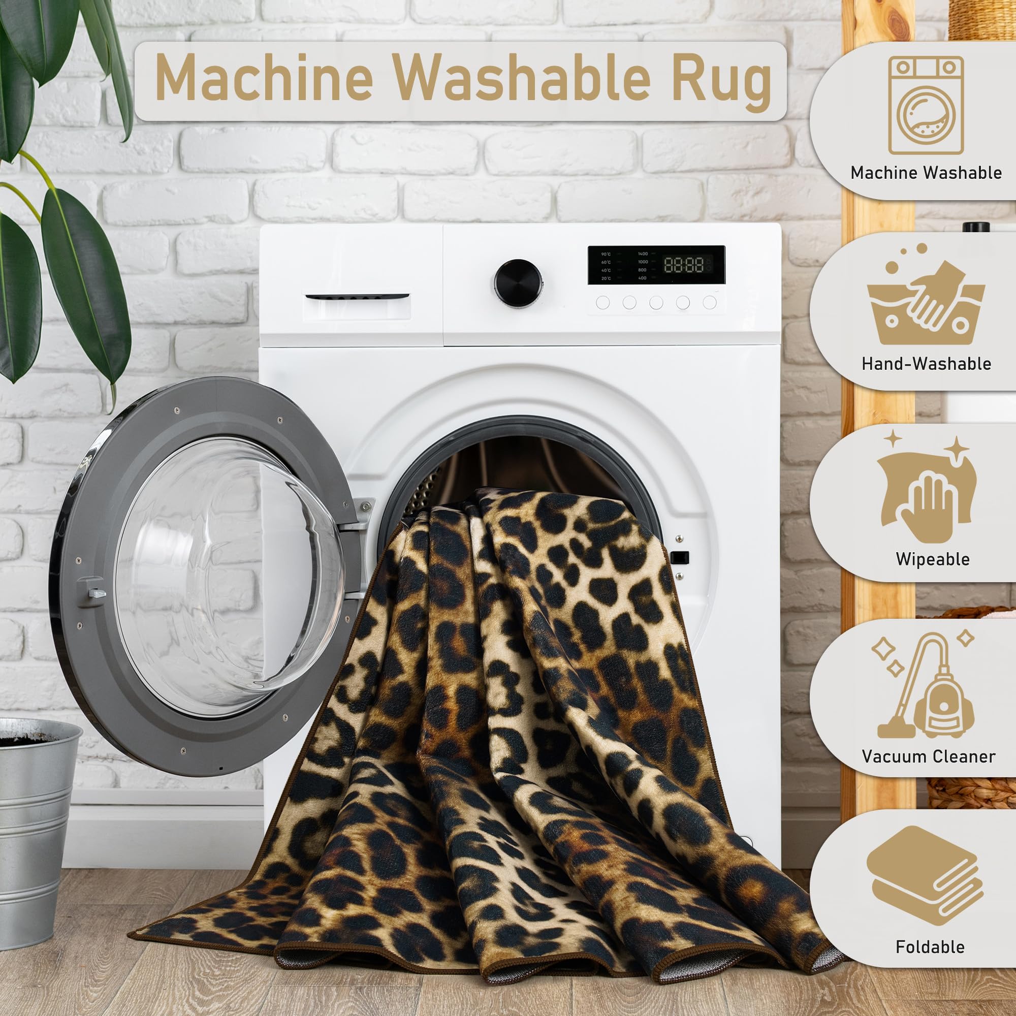 Foxmas Leopard Area Rug dining room ideal when entertaining or everyday meals.