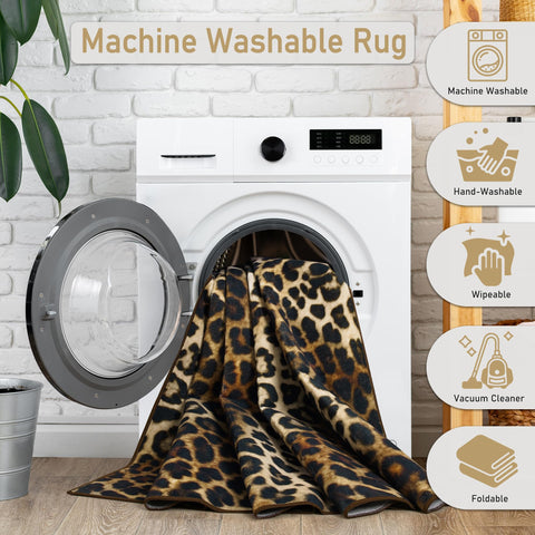 Foxmas Leopard Area Rug dining room ideal when entertaining or everyday meals.