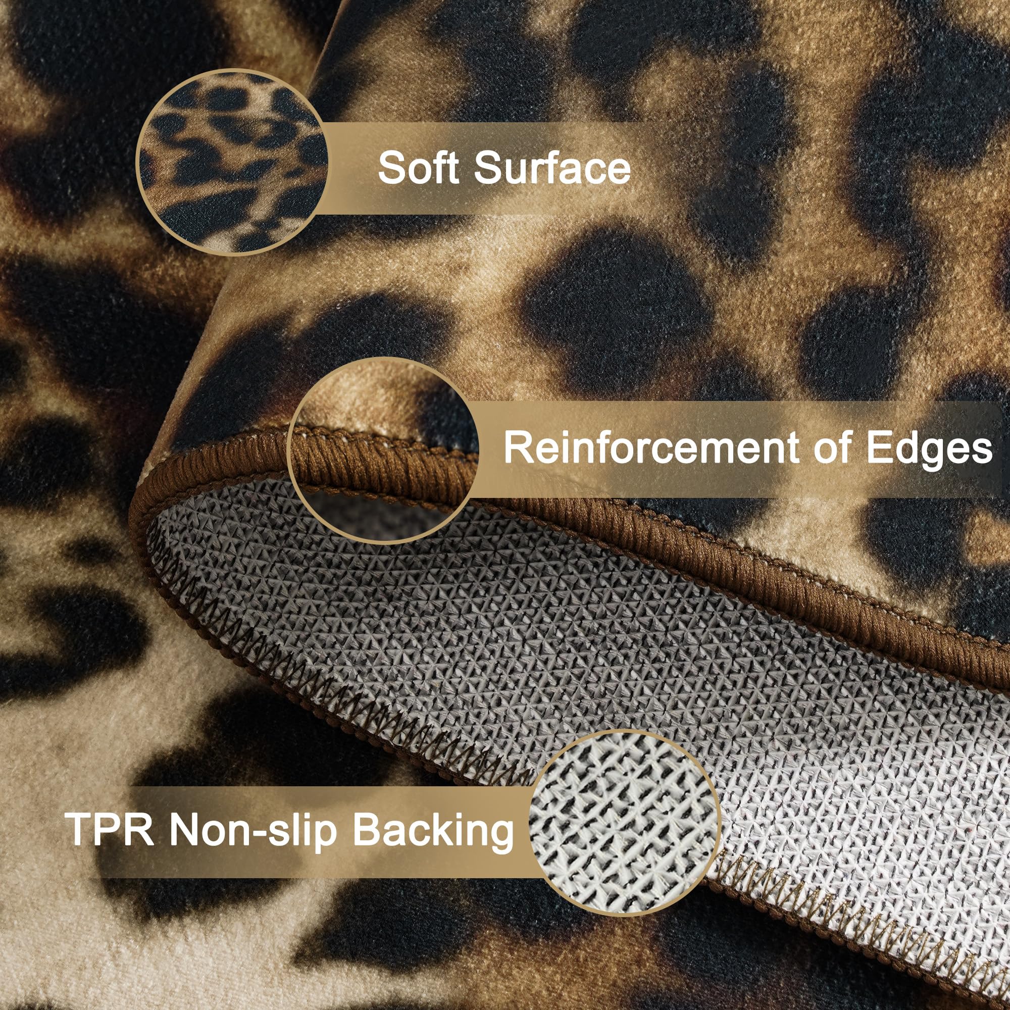 Foxmas Leopard Area Rug pets play friendly safe surface with easy cleanup.