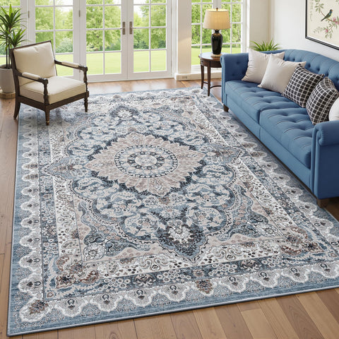 Foxmas non-slip backing rug stays in place on smooth floors.