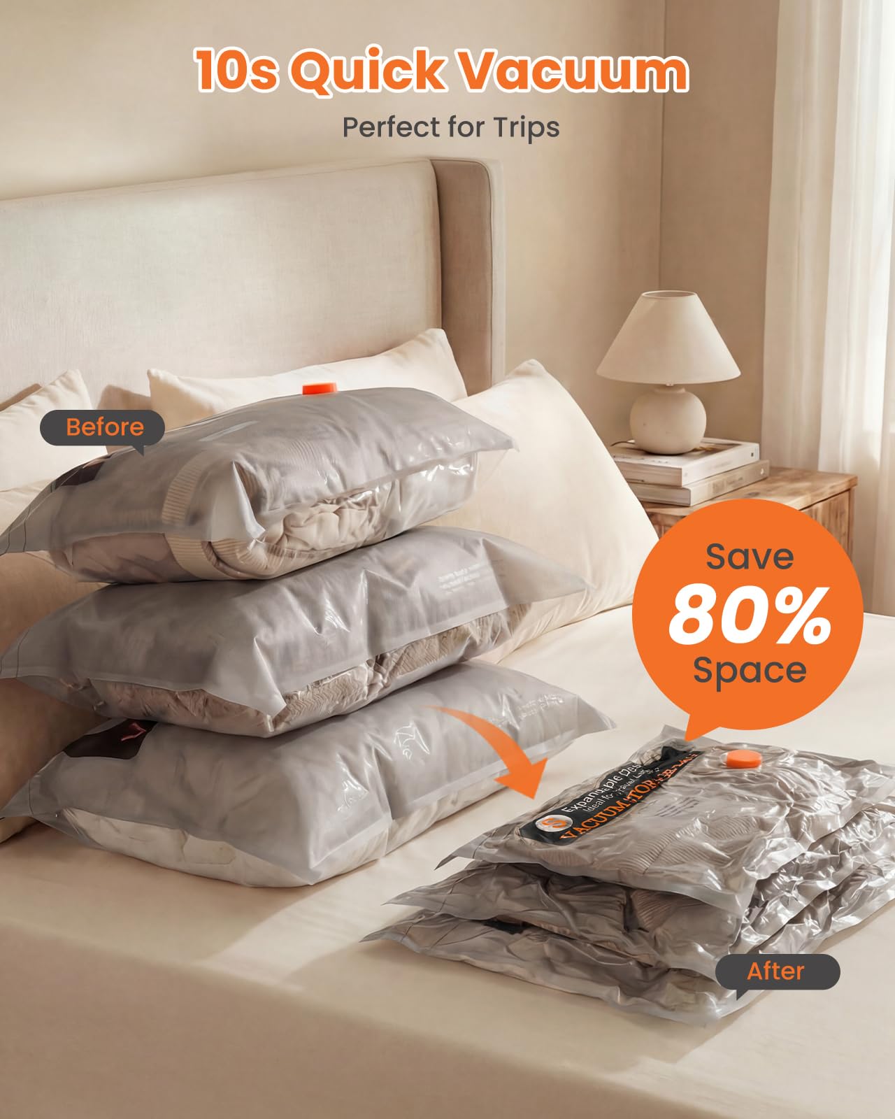Foxmoon large bag seal demonstrates efficient compression for bulky jackets and sweaters.