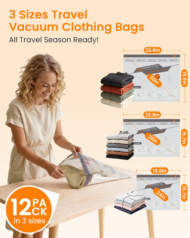 Foxmoon vacuum bags travel pack in medium size maximize packing space