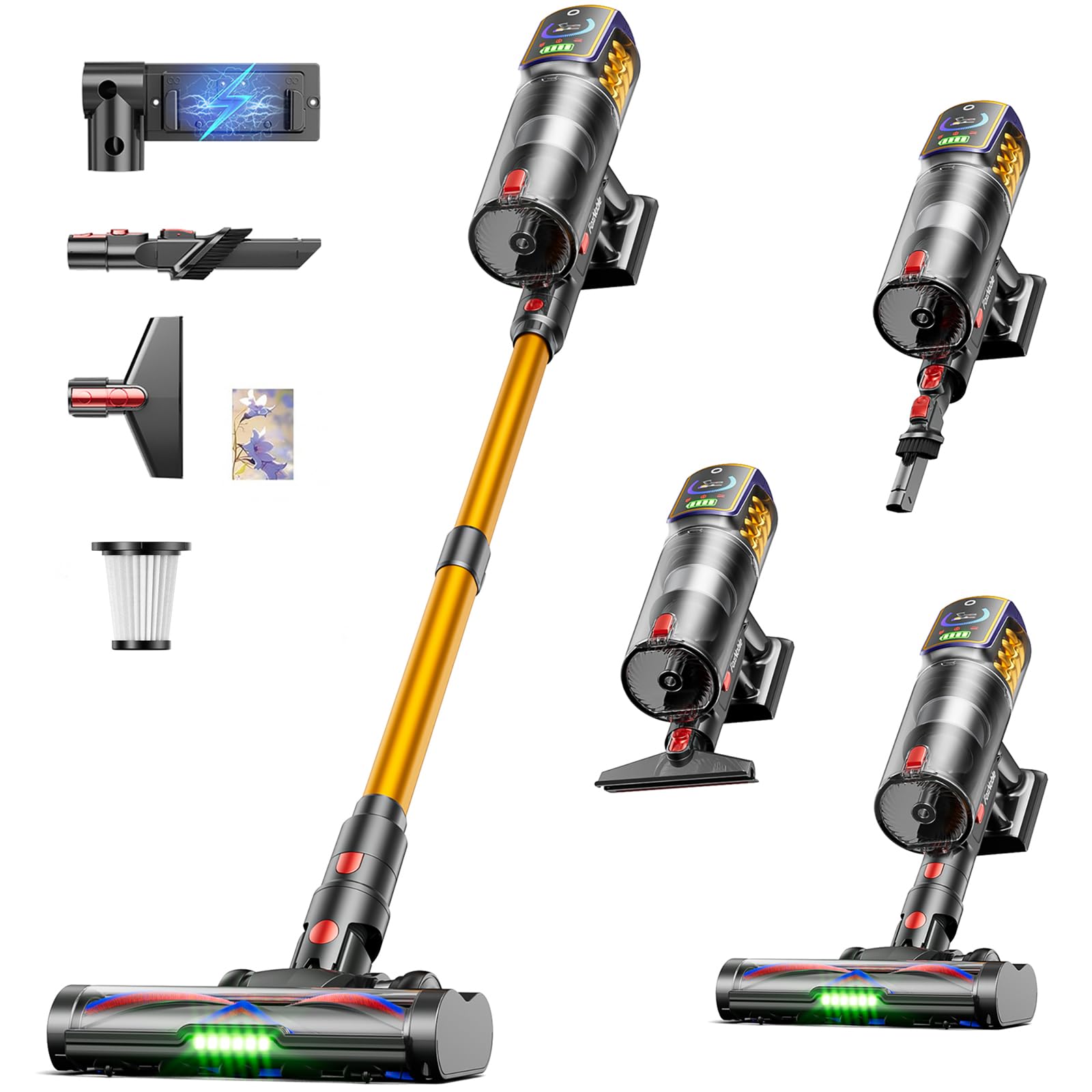 FoxNoble cordless vacuum with LED display shows power and runtime clearly