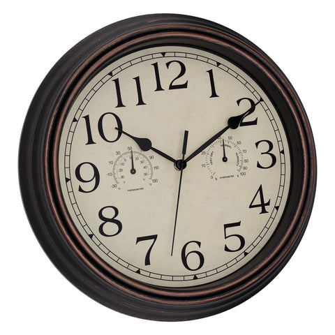 Foxtop analog hygrometer and thermometer dial for climate monitoring.