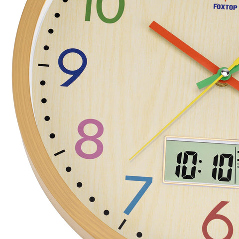 Foxtop battery-operated clock back and hanging slot for easy installation.