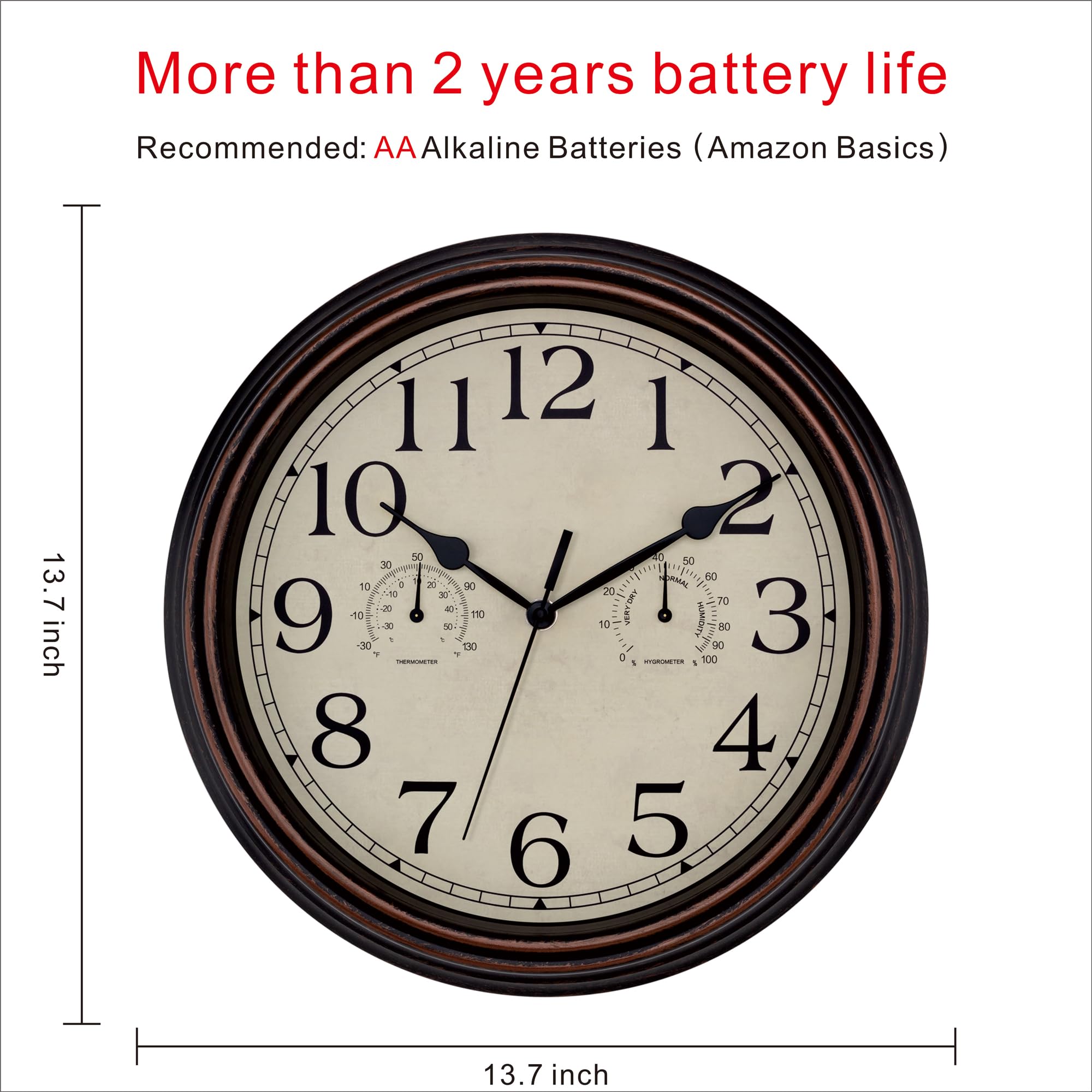 Foxtop bronze outdoor clock with weatherproof design for patios.