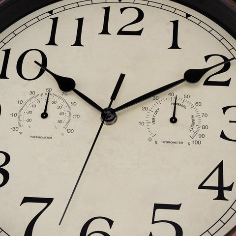 Foxtop indoor-outdoor clock ideal for living rooms and patios.