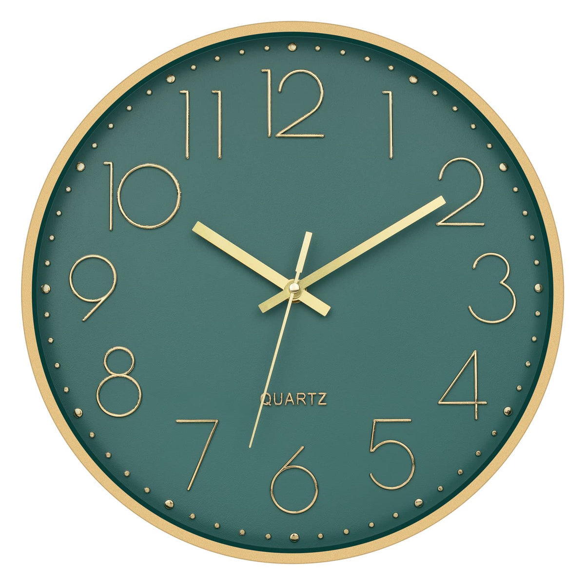 Foxtop clock with dark green dial and gold frame for a refined living space