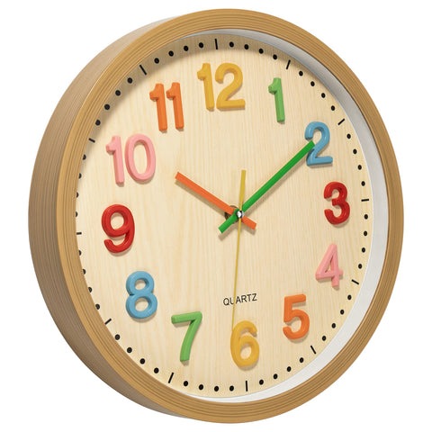 Foxtop Silent Kids Wall Clock quiet movement ideal for bedrooms