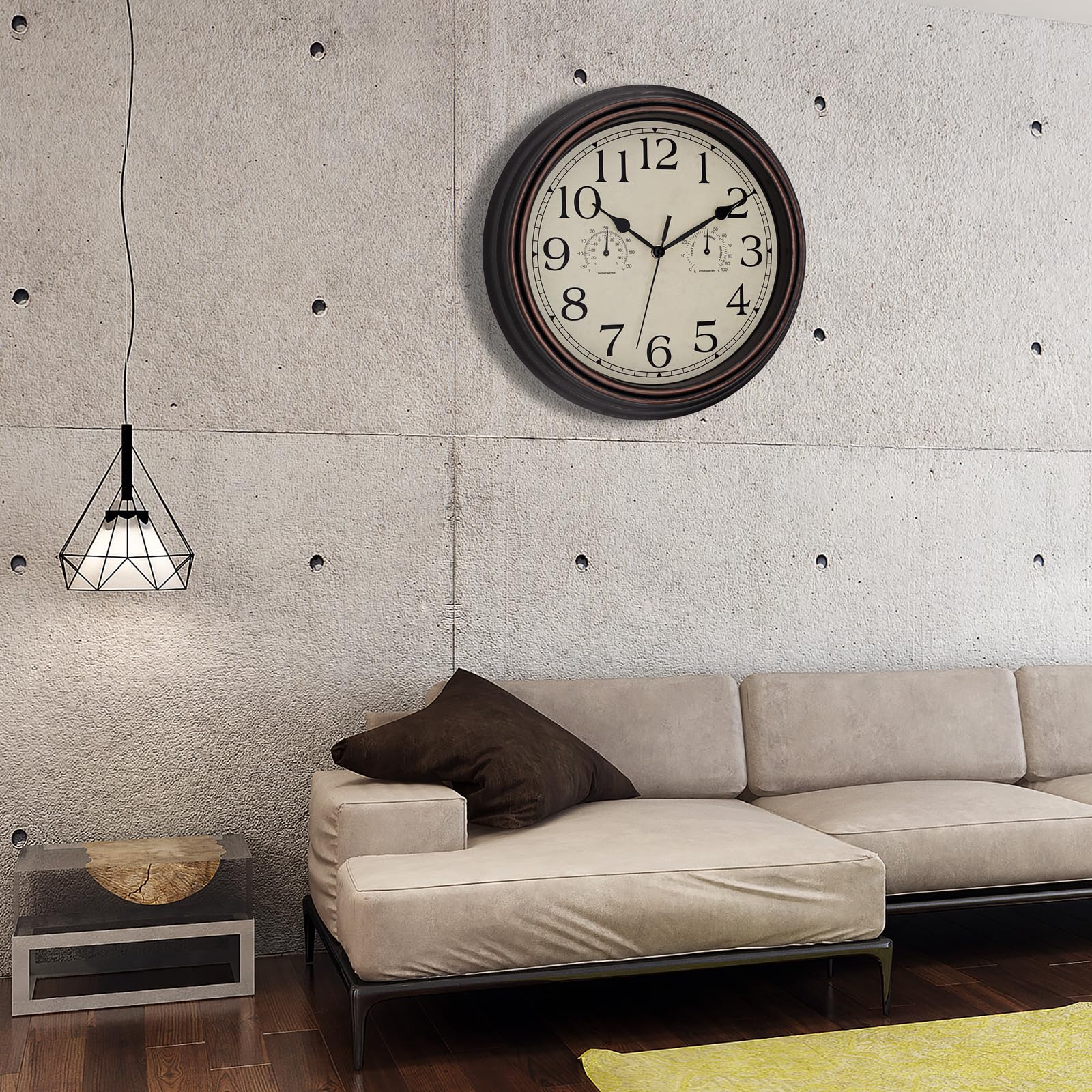 Foxtop wall clock with back hook for easy installation and mounting.