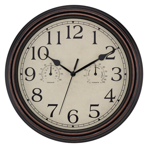 Foxtop wall clock with thermometer and hygrometer for indoor climate awareness.