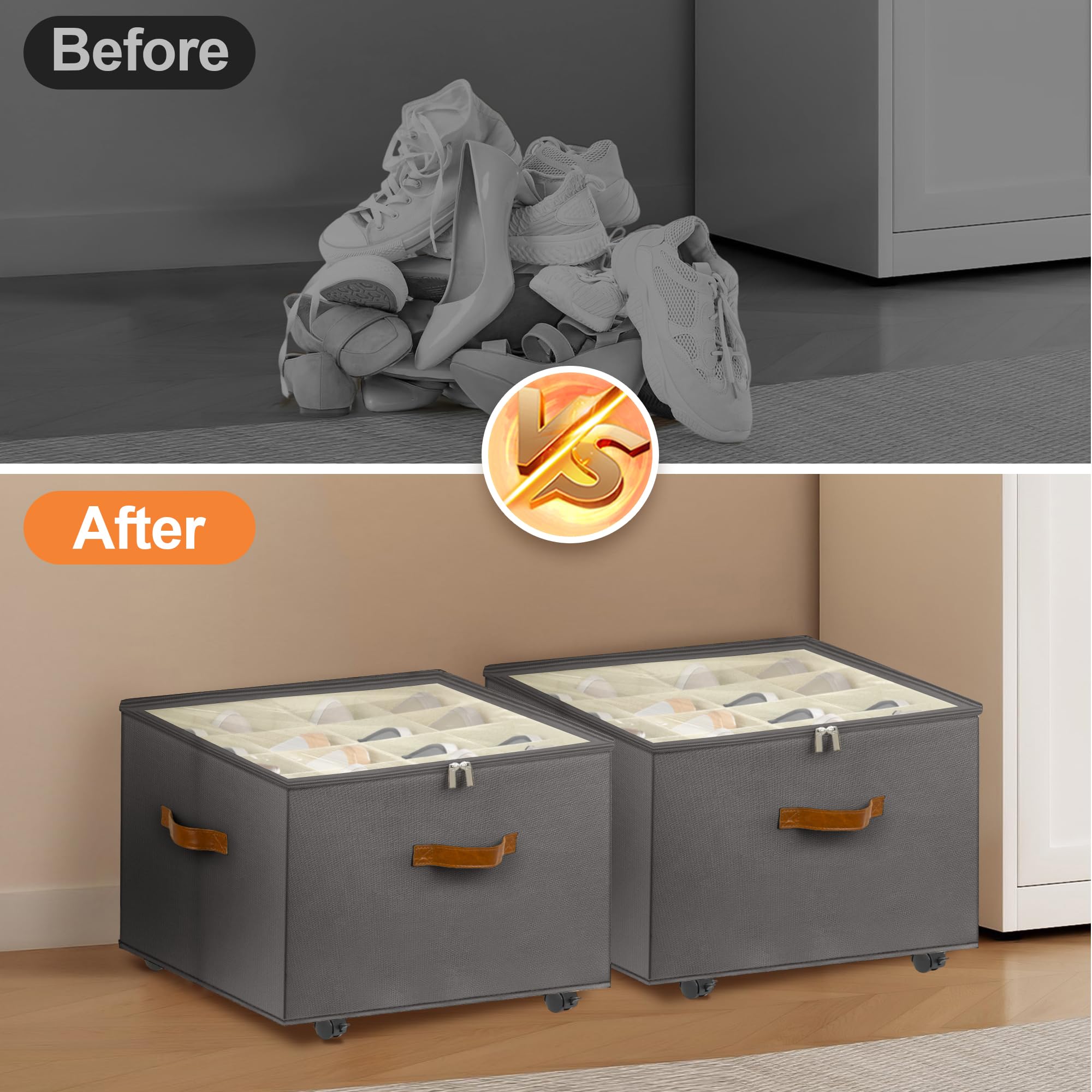 Foyego gray reinforced handles support easy moving.