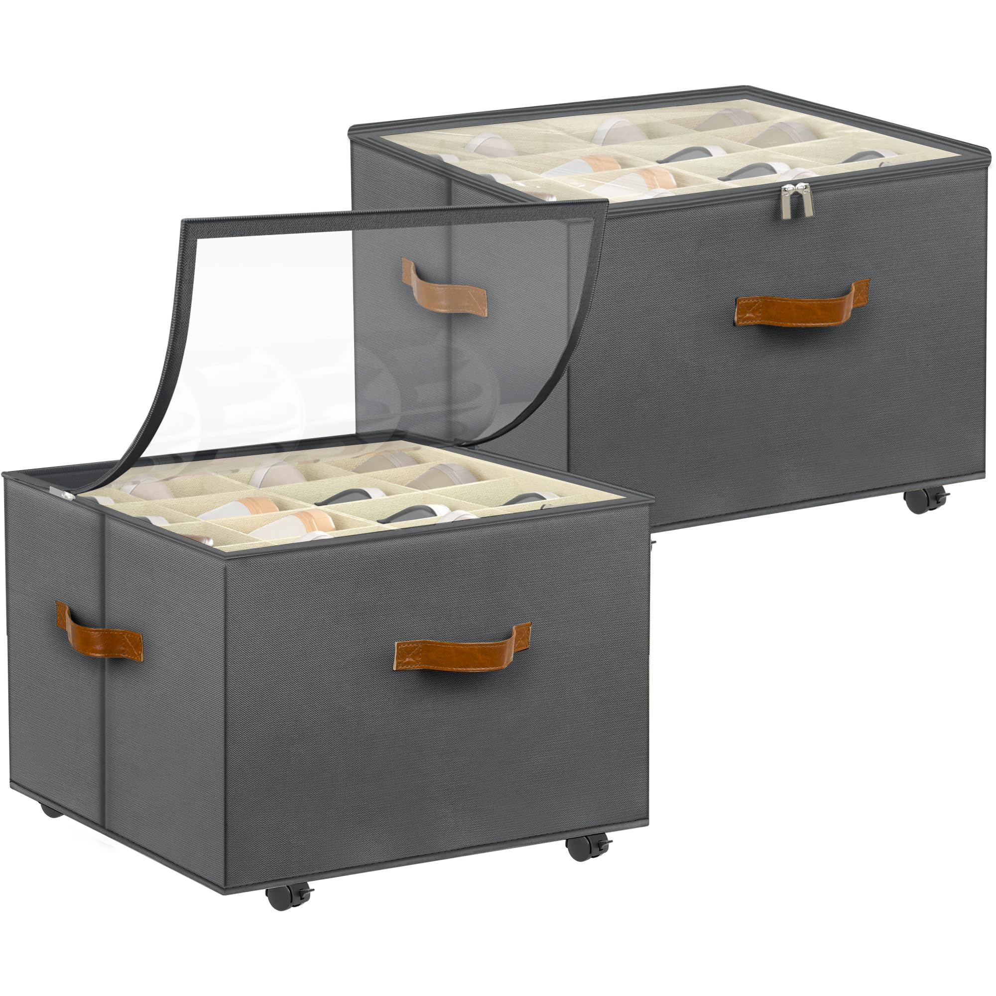 Foyego gray shoe organizer with closet wheels for easy access and mobility.