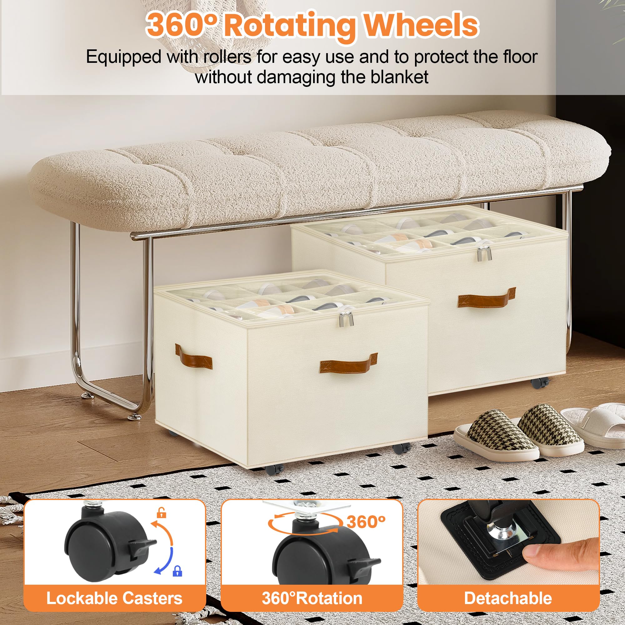 Foyego adjustable dividers customize fit for different shoe sizes.