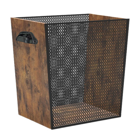 Fozxsvg 4 Gallon Wooden Trash Can full view shows rustic finish for a stylish workspace